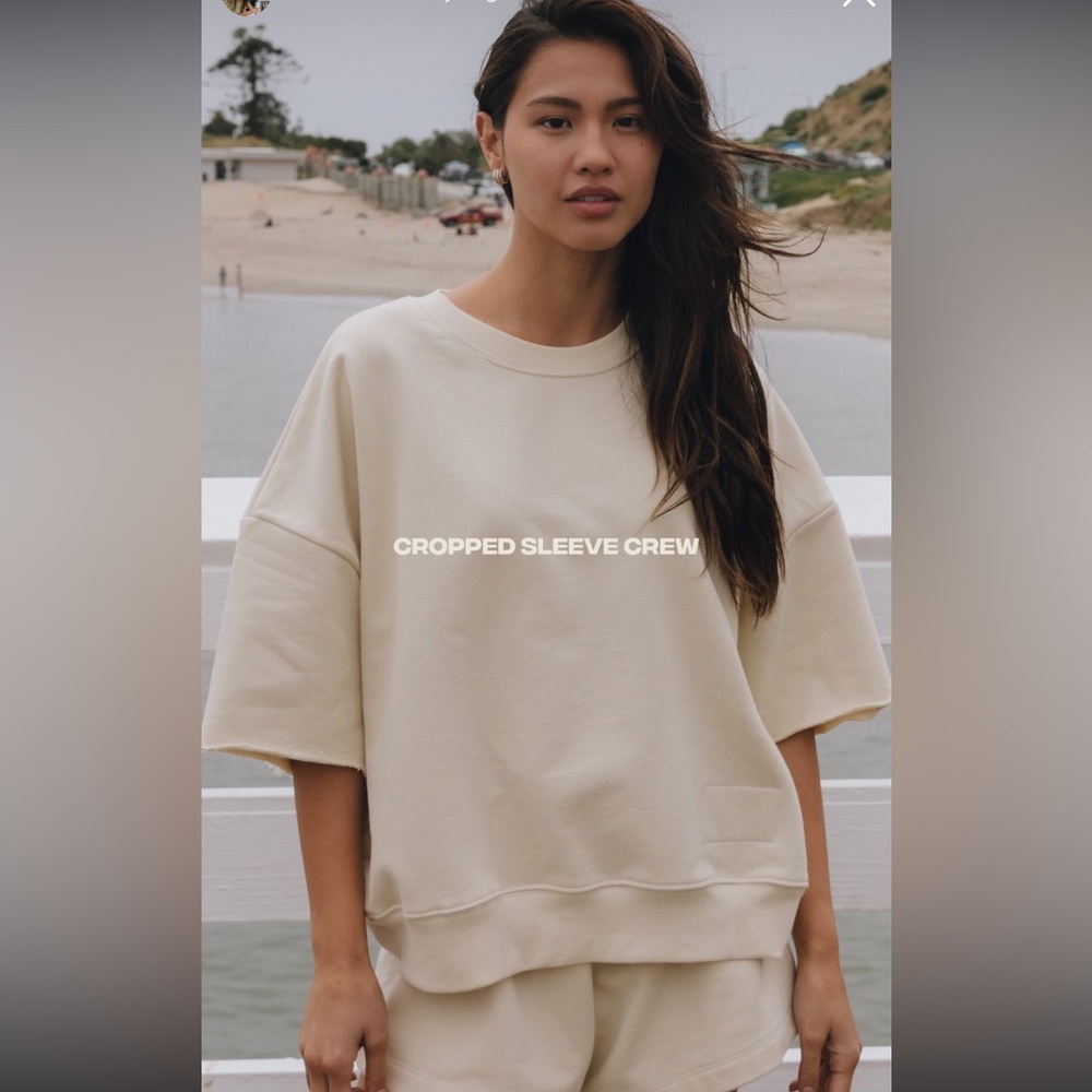 daily drills sand crop sleeve crew